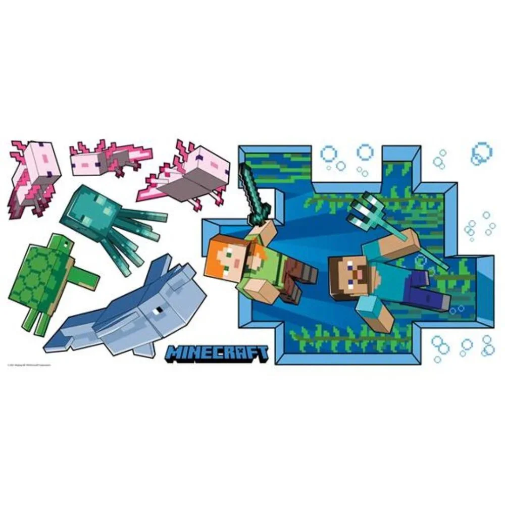 Minecraft Giant Wall Decal Peel and Stick Removable Kids Bedroom Decor Stickers